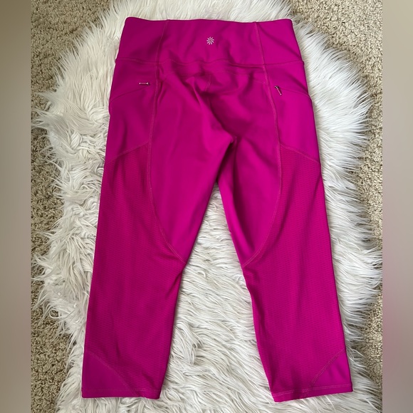 {Athleta} Mesh Contender Capri Leggings In Powerlift Pink - Womens Small Petite - Picture 6 of 10